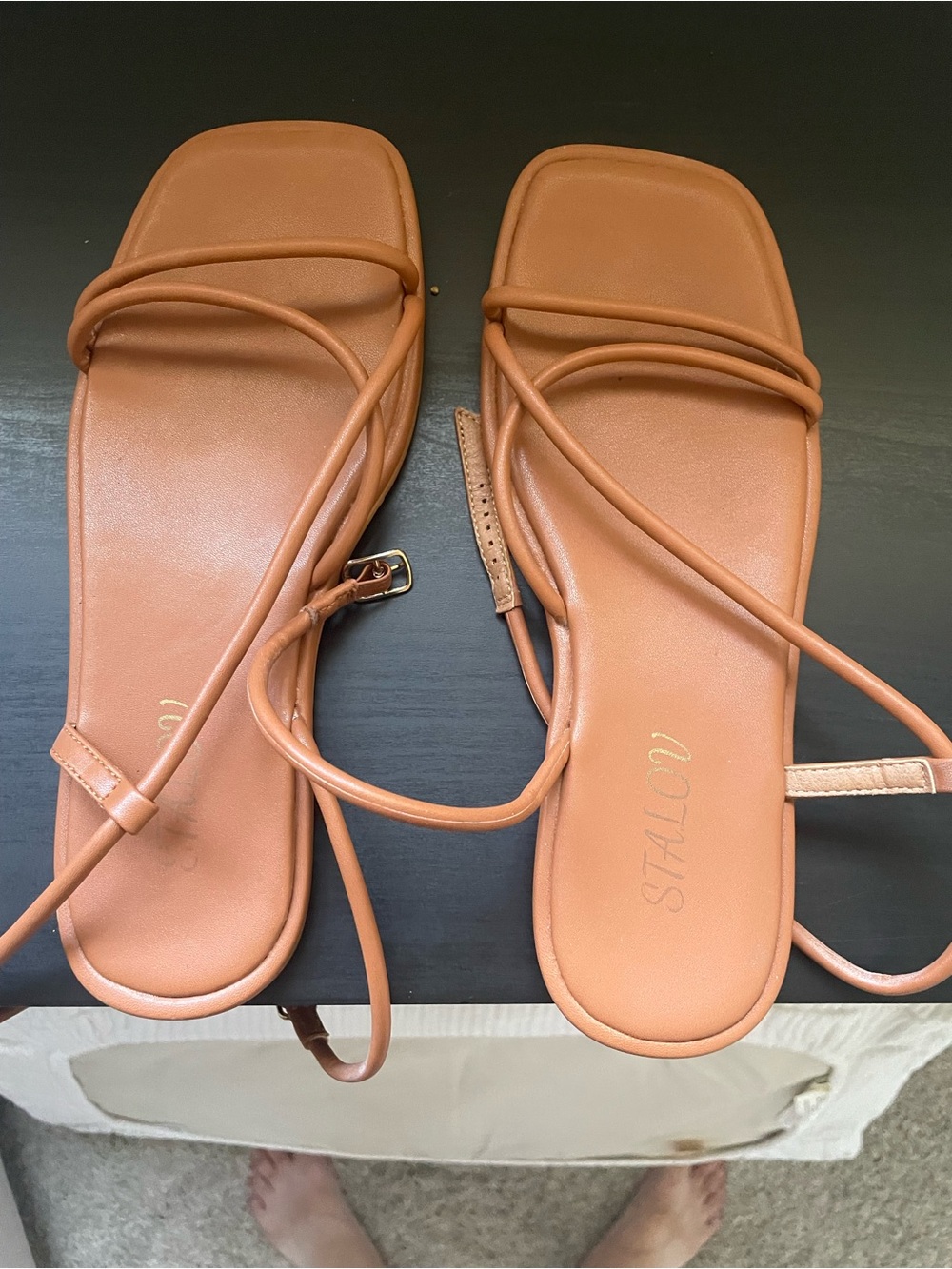 Tan Strappy Square-Toe Sandals for Women